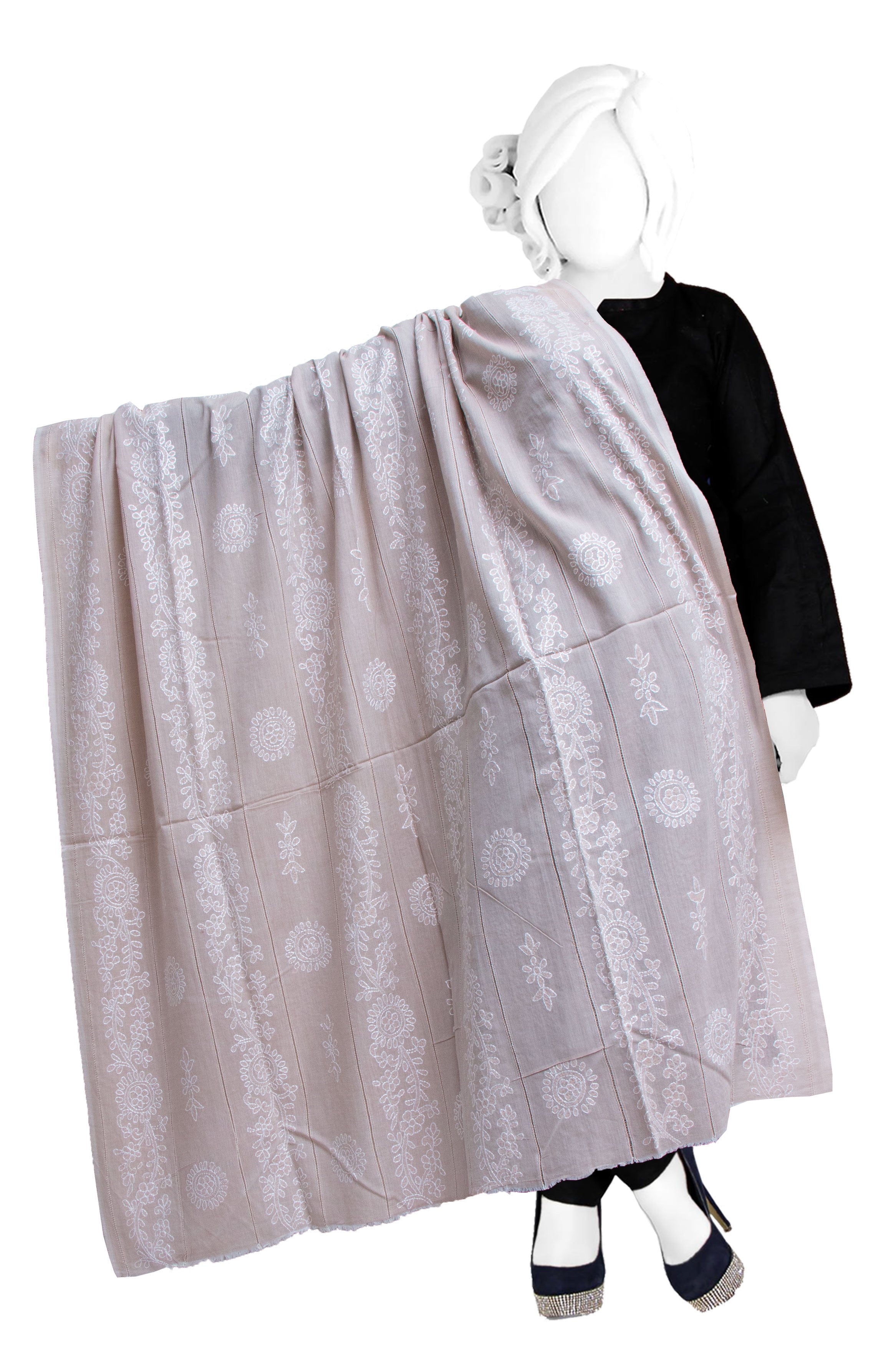 Premium Pure Lawn Fabric Chaddar with Jacquard Tarkashi and Hand Embroidery