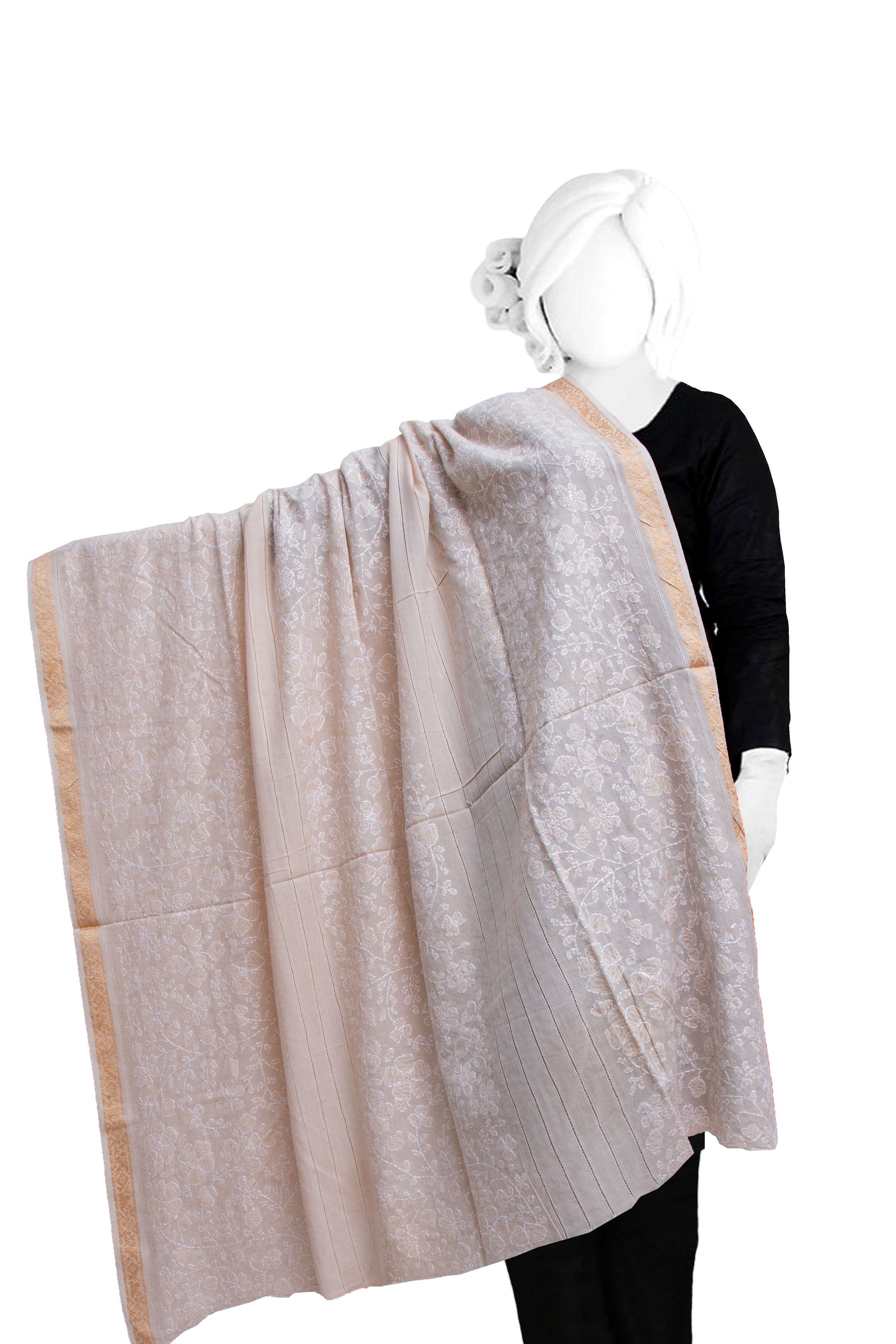 Premium Pure Lawn Fabric Chaddar with Jacquard Tarkashi and Hand Embroidery