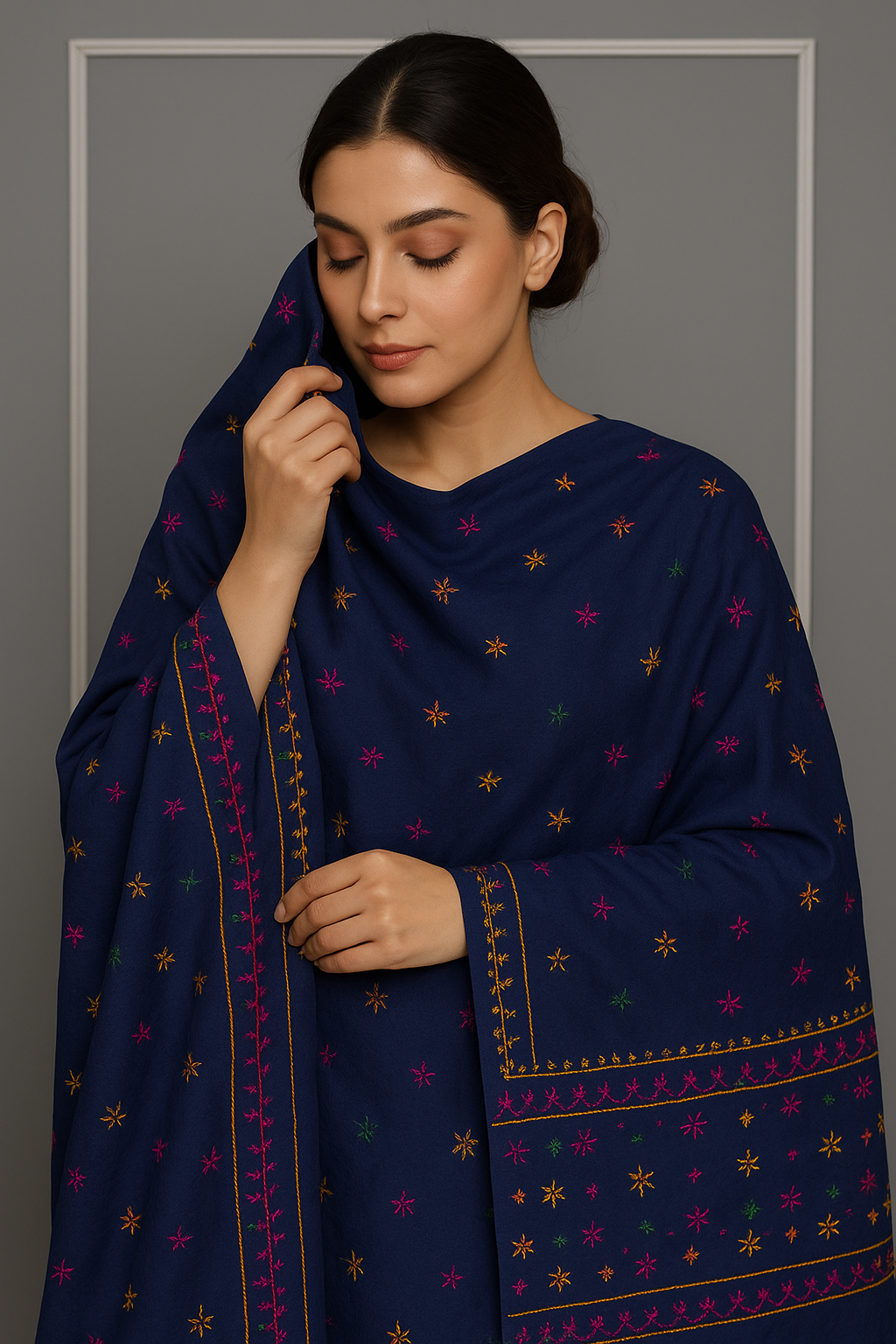 Stuff Swiss Lawn Chawal Shisha Jaal 4 Sided Border  With original Mirror heavy work  beautifull Chaddar Latest Artical💫
