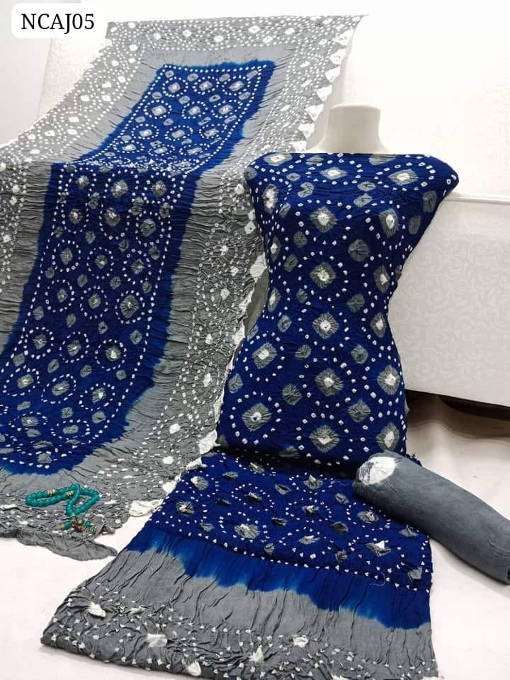 Soft Arabic Linen Fabric Hand Made Chunri Shirt With Linen Chunri Dupatta And Linen Chunri Trouser 3Pc Dress