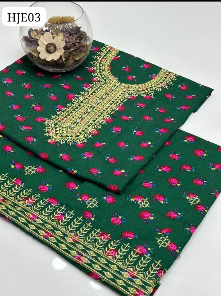 Acrylic Marina Fabric Front Gala Tilla & Mirror Embroidery Work Shirt With Digital Print Front Back And Sleeves With Tilla Embroidery Trouser 2Pc Dress