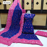 Soft Arabic Linen Fabric Hand Made Chunri Shirt With Linen Chunri Dupatta And Linen Chunri Trouser 3Pc Dress