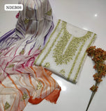 Pure Lawn 100/100 Hande Made Gota Gala Bail Qurta Style Neat Work Shirt With Gota Embroidery Chiffon Crush Tei & Dei Dupatta And Plain Lawn Trouser 3Pc Dress