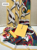 Calligraphy Digital Print original Swiss wail Duppata Along With Kataan Silk Shirt And Trouser 3 Pc Dress With Out Neck Lin