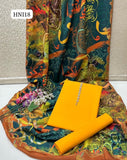 Calligraphy Digital Print original Swiss wail Duppata Along With Kataan Silk Shirt And Trouser 3 Pc Dress With Out Neck Lin