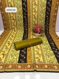 Calligraphy Digital Print original Swiss wail Duppata Along With Kataan Silk Shirt And Trouser 3 Pc Dress With Out Neck Lin