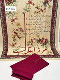 Calligraphy Digital Print original Swiss wail Duppata Along With Kataan Silk Shirt And Trouser 3 Pc Dress With Out Neck Lin