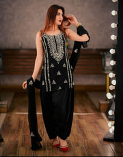 Stuff Soft Bamber Chiffon Beautiful Hand Embroidery Work Shirt With Bamber Chiffon Dupatta 2Pc Dress