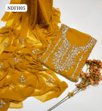  Stuff Soft Bamber Chiffon Beautiful Hand Embroidery Work Shirt With Bamber Chiffon Dupatta 2Pc Dress