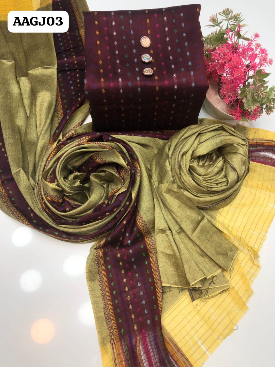Stuff Sussi plain Shirt And Trouser With Sussi Bnarsi Dupatta 3PC Dress