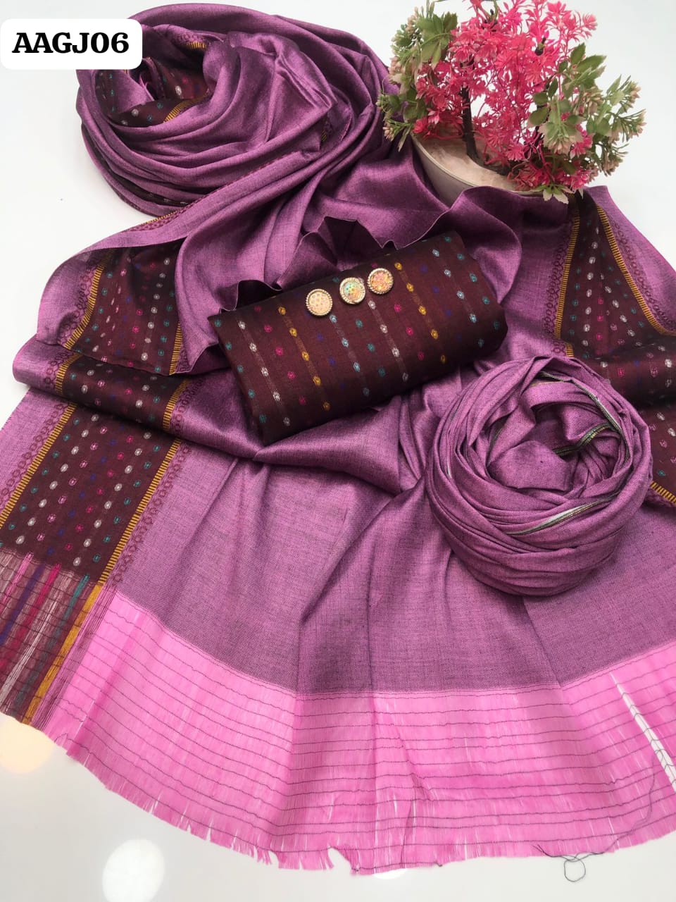 Stuff Sussi plain Shirt And Trouser With Sussi Bnarsi Dupatta 3PC Dress