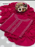 Stuff Soft Bhimber Chiffon Mukesh Kamdani Gala Front Heavy Work & Sleeves Mukesh Work And Bhamber Chiffon Dupatta 2PC Dress