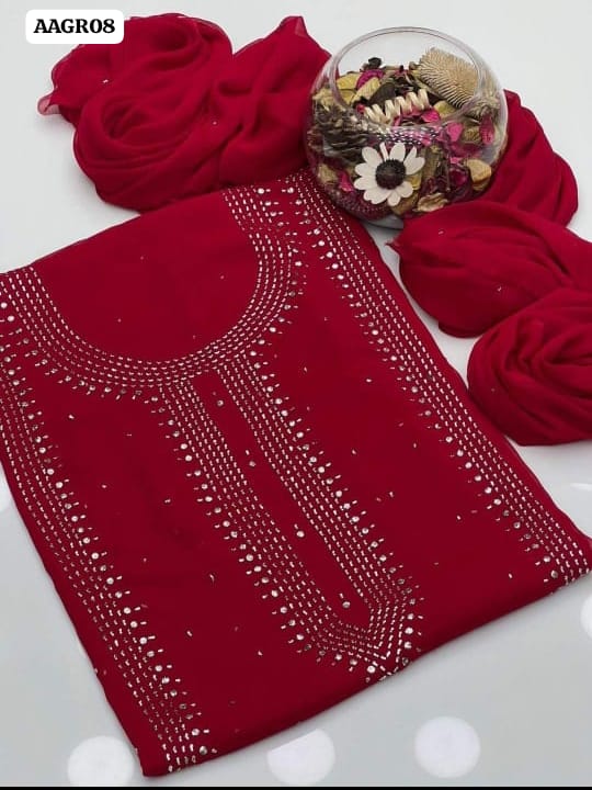 Stuff Soft Bhimber Chiffon Mukesh Kamdani Gala Front Heavy Work & Sleeves Mukesh Work And Bhamber Chiffon Dupatta 2PC Dress