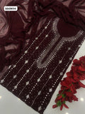 Stuff Soft Bhimber Chiffon Mukesh Kamdani Gala Fromt Heavy Work Shirt And Sleeves Mukesh Work With Bamber Chiffon Dupatta 2PC Dress