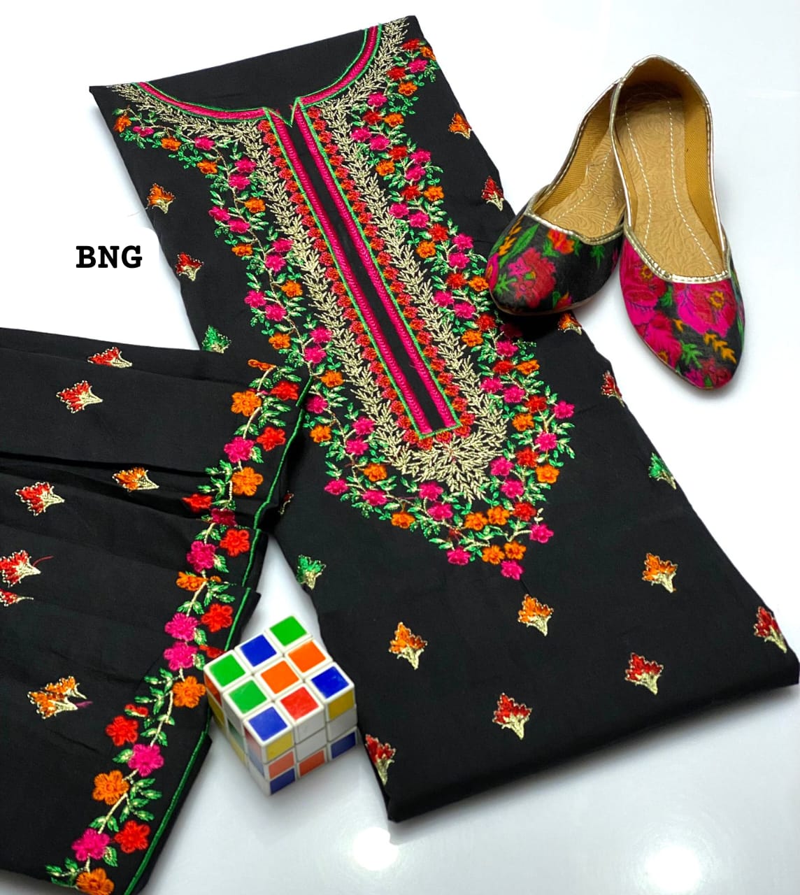Casual Wear Stuff Cotton Neck Embroidery Shirt And Cotton Embroidery Trouser 2PC Dress