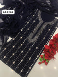 Stuff Soft Bamber Chiffon Kamdani Gala Front Heavy Work Shirt With Mukesh Kamdani Dupatta 2PC Dress