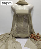 Stuff Soft Bamber Chiffon Karinkle Handmade Balochi Mirror Gala Work Shirt And Chiffon Dupatta 2PC Dress
