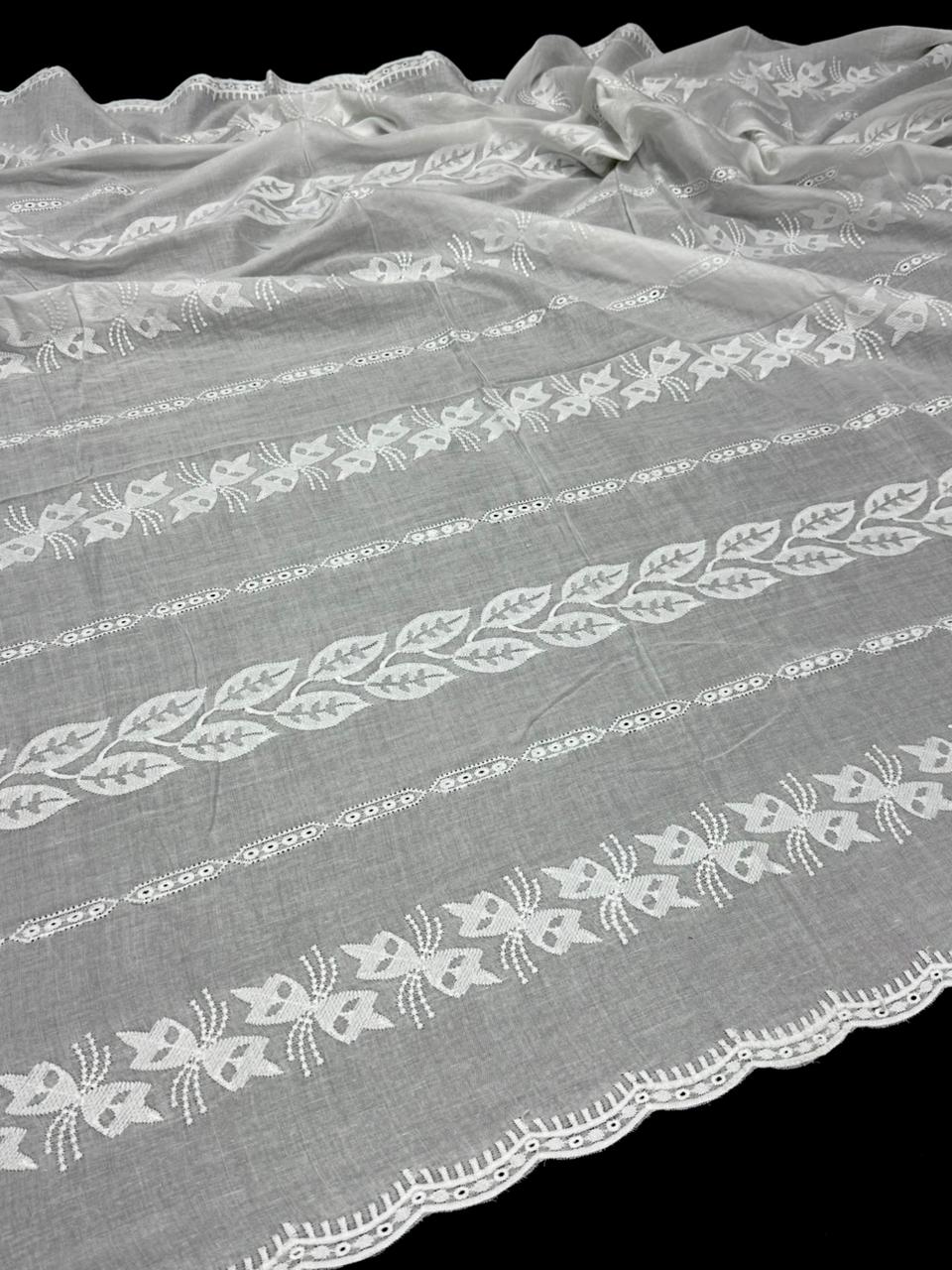 Pure Lawn Chadar Elegant And Beautiful Chicken Machine Embroidered Chadar Excellent Quality Lawn