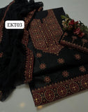 COMPUTER AARI SINDHI EMBROIDERY ON SOFT LAWN  SHIRT, EMBROIDERED TROUSER WITH CHIFFON DUPPATTA 4 SIDES EMBROIDERED... 3PC SUIT