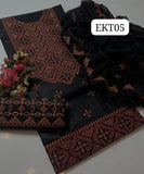 COMPUTER AARI SINDHI EMBROIDERY ON SOFT LAWN  SHIRT, EMBROIDERED TROUSER WITH CHIFFON DUPPATTA 4 SIDES EMBROIDERED... 3PC SUIT