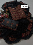 COMPUTER AARI SINDHI EMBROIDERY ON SOFT LAWN  SHIRT, EMBROIDERED TROUSER WITH CHIFFON DUPPATTA 4 SIDES EMBROIDERED... 3PC SUIT