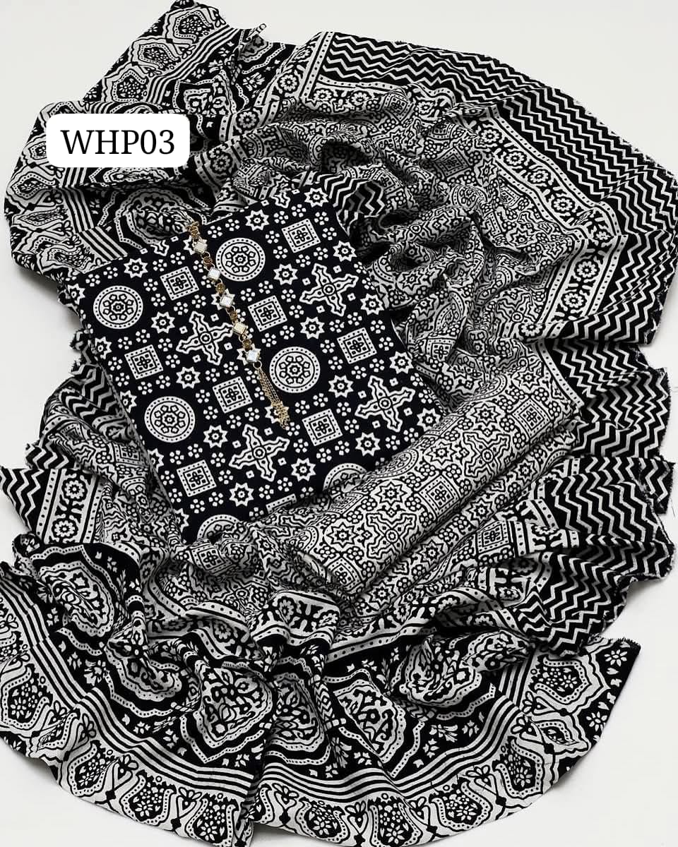 Stuff Pure Cotton Ajrak Print Shirt And mAtching Trouser WIth Traditional Ajrak Dupatta 3PC Dress
