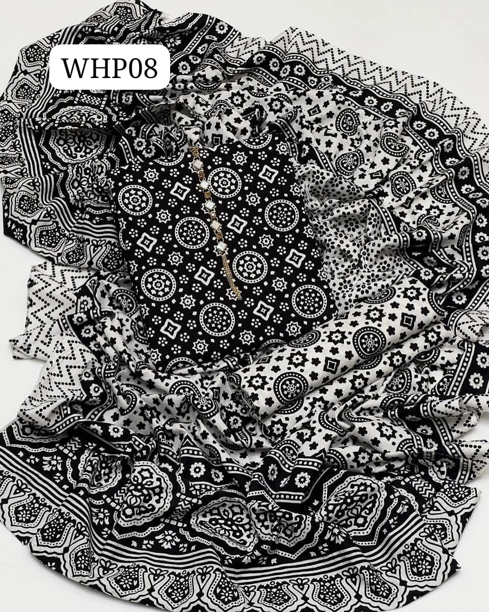 Stuff Pure Cotton Ajrak Print Shirt And mAtching Trouser WIth Traditional Ajrak Dupatta 3PC Dress
