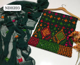 Stuff Pure Lawn 100/100 Handmade balochi Daman Jaal Style Neat Work Shirt And Plain Trouser With Chiffon Embroidery Dupatta 3PC Dress