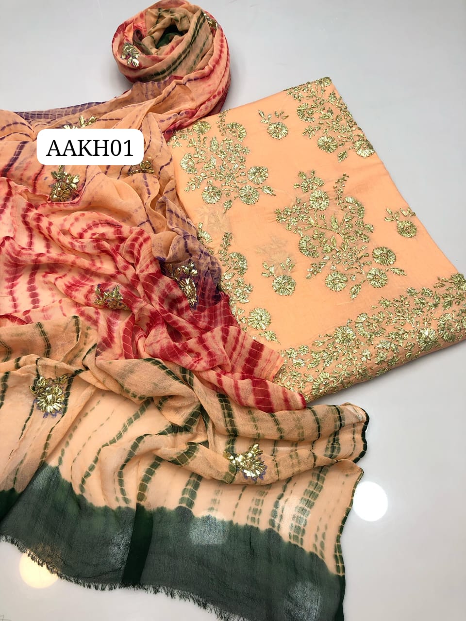 Stuff Lawn Fancy Daman Gotta All Over Shirt And Plain Trouser With Spanish Tye And Dye Embroidery Dupatta 3PC Dress