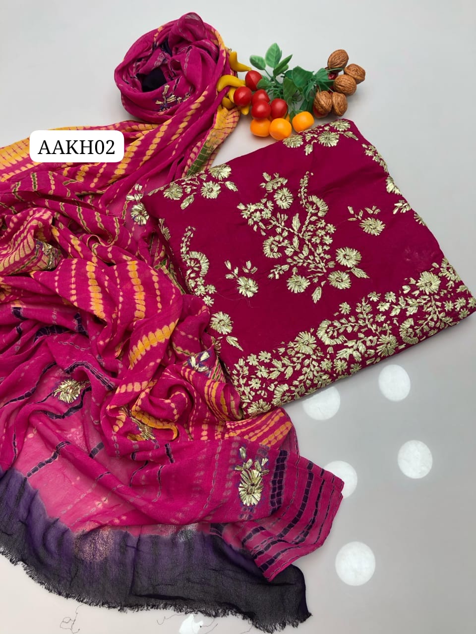 Stuff Lawn Fancy Daman Gotta All Over Shirt And Plain Trouser With Spanish Tye And Dye Embroidery Dupatta 3PC Dress