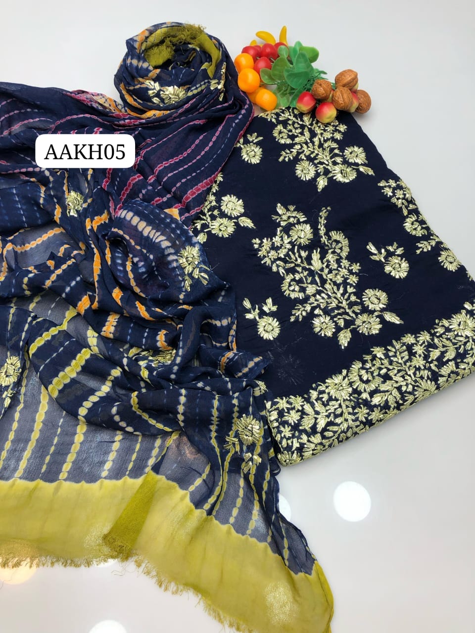 Stuff Lawn Fancy Daman Gotta All Over Shirt And Plain Trouser With Spanish Tye And Dye Embroidery Dupatta 3PC Dress