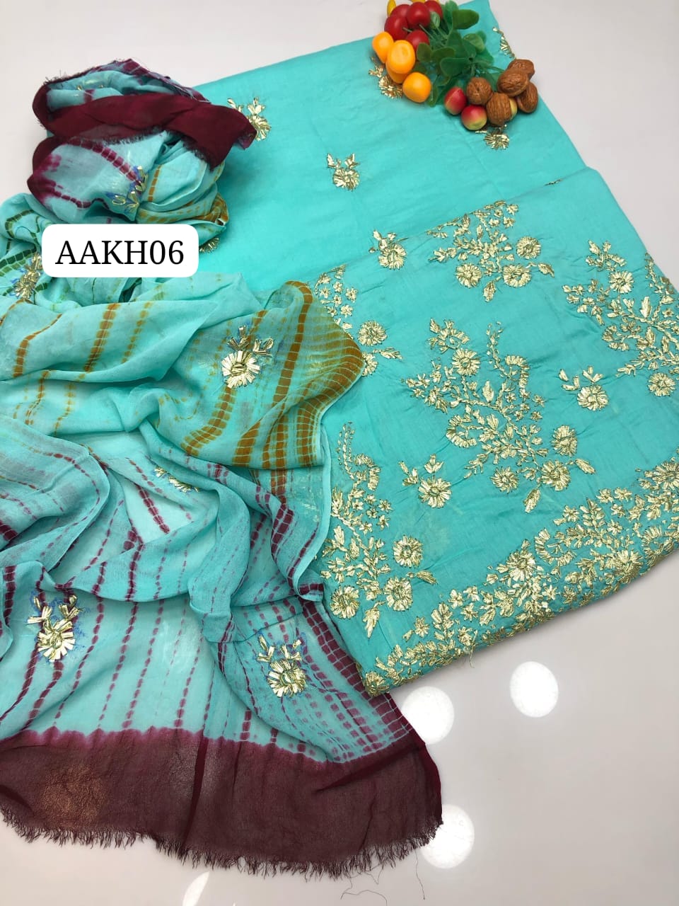 Stuff Lawn Fancy Daman Gotta All Over Shirt And Plain Trouser With Spanish Tye And Dye Embroidery Dupatta 3PC Dress