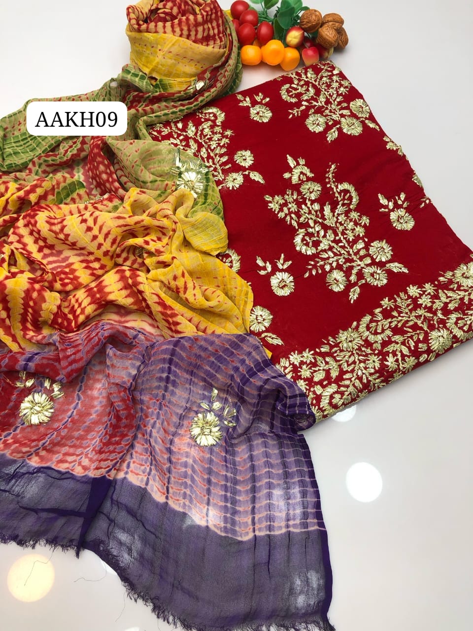 Stuff Lawn Fancy Daman Gotta All Over Shirt And Plain Trouser With Spanish Tye And Dye Embroidery Dupatta 3PC Dress