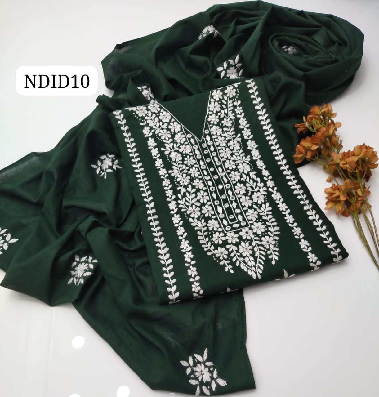 Stuff Pure Lawn 100/100 Handmade Pakka Mirror Gala Botiqe Style Neat Work Shirt And Plain Trouser With Lawn Embroidery Dupatta 3PC Dress