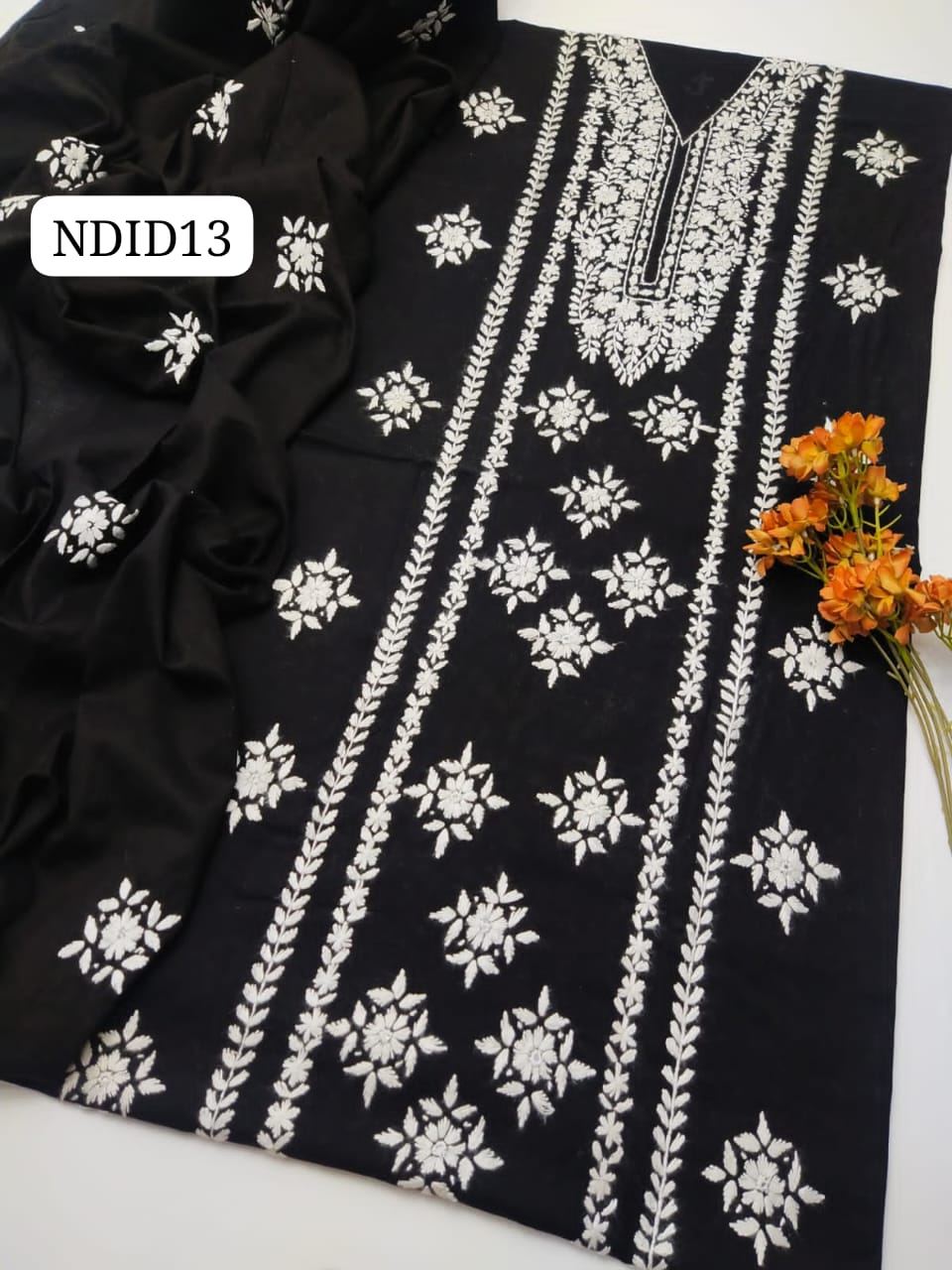 Stuff Pure Lawn 100/100 Handmade Pakka Mirror Gala Botiqe Style Neat Work Shirt And Plain Trouser With Lawn Embroidery Dupatta 3PC Dress