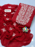 Stuff Gull Ahmad Lawn Gala Panel Pakka Mirror Embroidery Shirt And Chiffon Embroidery Dupatta With PLain Trouser 3PC Dress