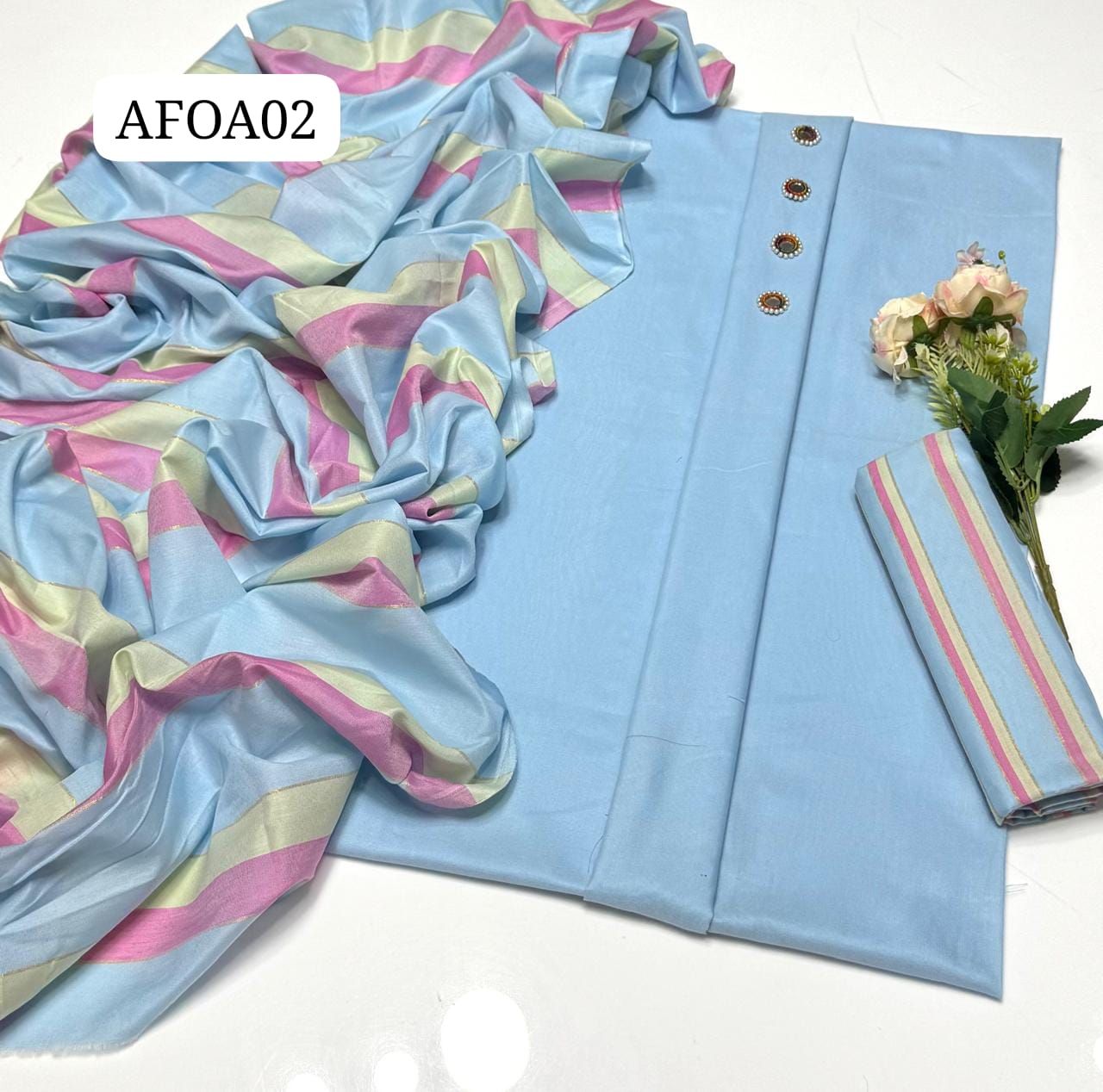 Stuff Khaddi Lawn Plain Shirt,, lining Trouser Along With Khaddi Lawn Patta Dupatta Shawl,  3pcs Dress💫