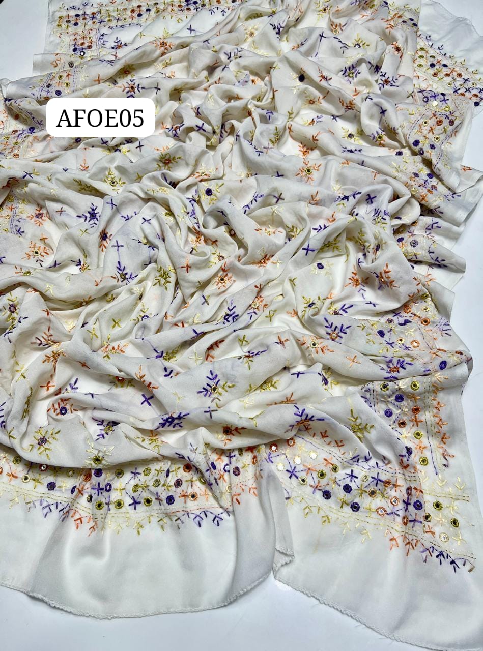 Stuff Swiss Lawn Chawal Shisha Jaal 4 Sided Border  With original Mirror heavy work  beautifull Chaddar Latest Artical💫
