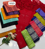 Most Demanding Handmade Artical Stuff Soft  Lawn original mirror work Shirt, Attach Trouser Along With Chiffon Embroided Dupatta 3pcs Dress