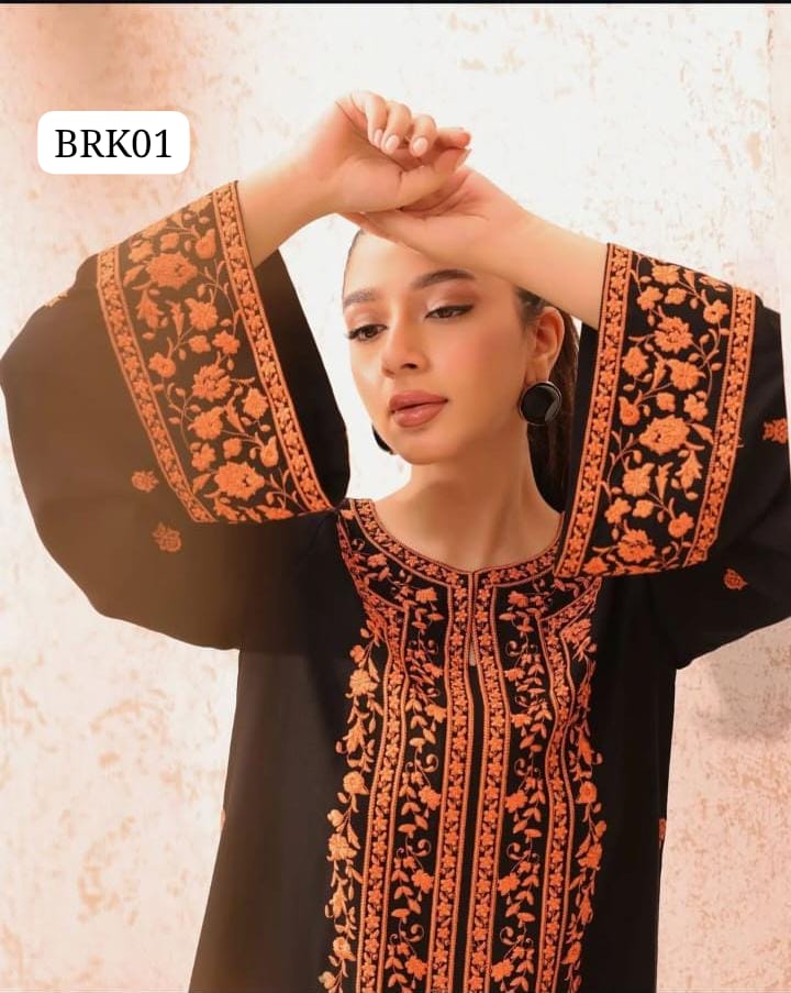 STuff Lawn Cotton Front Full Gala Panel Embroidery SHirt & Sleeves Embroidery And Embroidert Trouser WIth Chiffon Embroidery Dupatta 3PC Dress