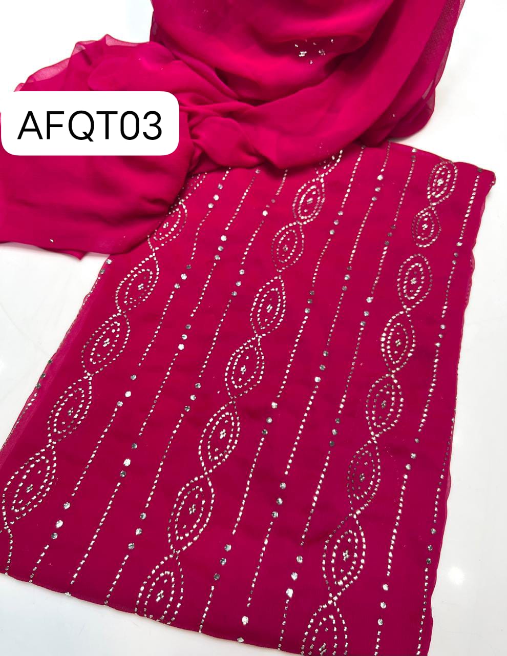 Stuff Bember Crinkle  Mukaish  Jaal  Shirt, Along with bember Crinkle Mukaish Work Dupatta 2pcs  Dress