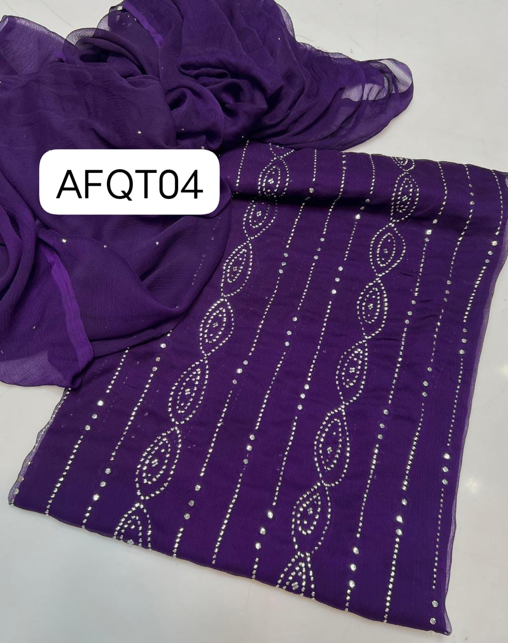 Stuff Bember Crinkle  Mukaish  Jaal  Shirt, Along with bember Crinkle Mukaish Work Dupatta 2pcs  Dress