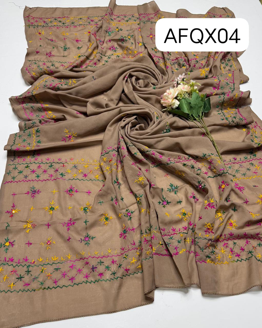 Stuff Swiss Lawn Chawal Shisha Jaal 4 Sided Border  With original Mirror heavy work  beautifull Chaddar Latest Artical💫