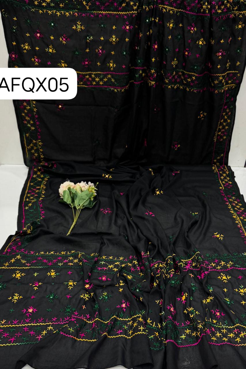 Stuff Swiss Lawn Chawal Shisha Jaal 4 Sided Border  With original Mirror heavy work  beautifull Chaddar Latest Artical💫