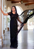 Soft Net Fabric Sequence Work With Machine Fully heavy Embroidered