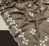 Pashmina Shawl Elegant And Beautiful Hand Made Sindhi Embroidery On Borders Four Sided Hand Made Lace Shawl