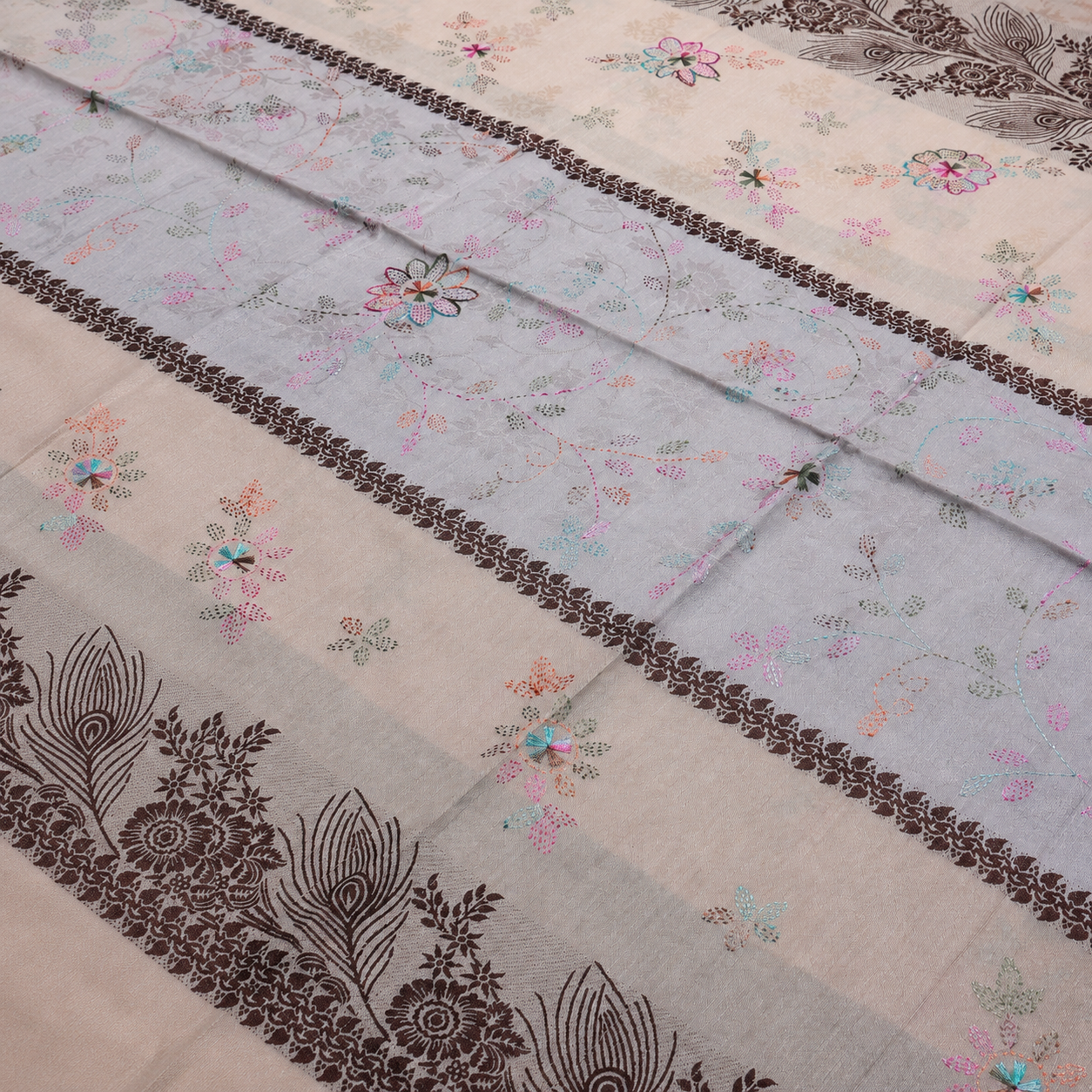 Pure Lawn Jacquard 3D Pattern With Handmade Embroidery Chaddar