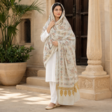 Pure Lawn Jacquard Handmade Chawal Tanka Embroidery Chaddar