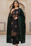 khaddi winter stuff computer crosstich flower gall shirt with plan trouser along with walwet pata style duppata 3pc