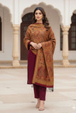 STuff Dhanak Plain Shirt And Trouser With Double toon Turkish shawl 4 sided border Shawl 3PC Dress